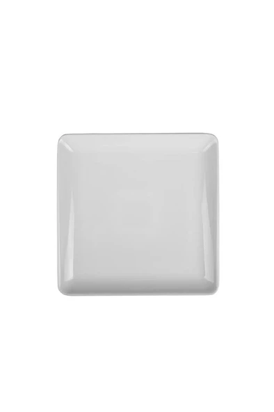 Ahşap Yuvarlak Ayaklı Kare 25 cm Servis Tabağı Beyaz 9 cm