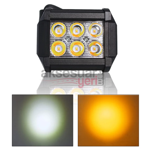 Offroad Sis Çalışma Lambası Turuncu Beyaz Cakar Modlu 12 Led 18W  A+ İthal Ürün - 7