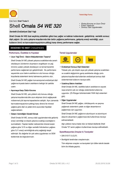 AÇIK-SHELL OMALA S4 WE 320 - 1 LİTRE (ESKİ ADI:TİVELA S 320) - 2