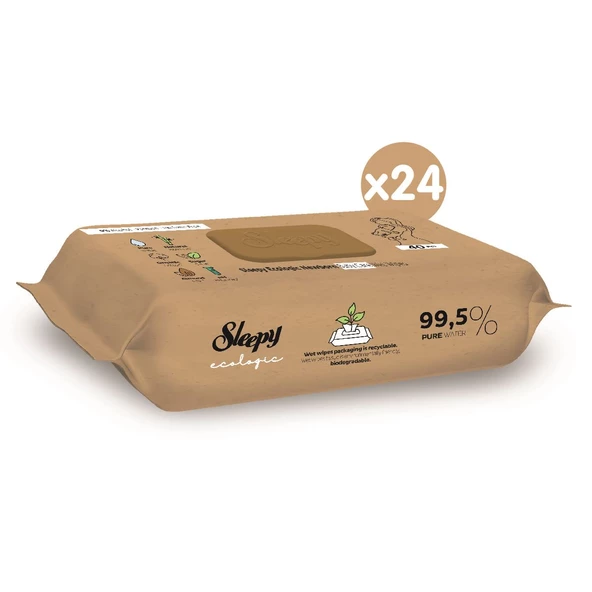 Sleepy Ecologic Yenidoğan Islak Bebek Bakım Havlusu 24x40 (960 Yaprak) - 2