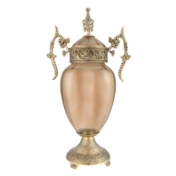 Vitale Metal Desenli Cam Vazo AK.FN0038 - Resim 2