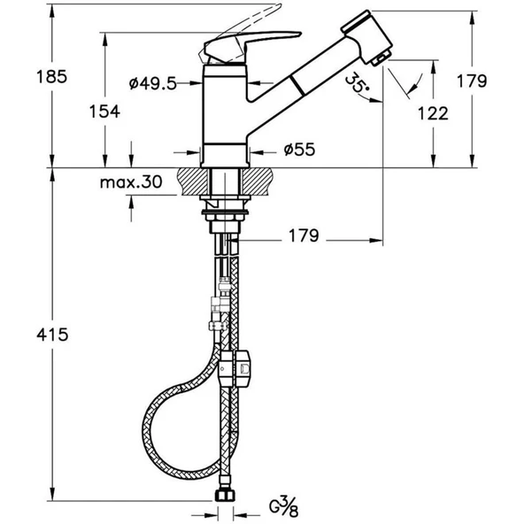 Artema Harmony Pull Out Eviye Bataryası Krom A41864 - 4