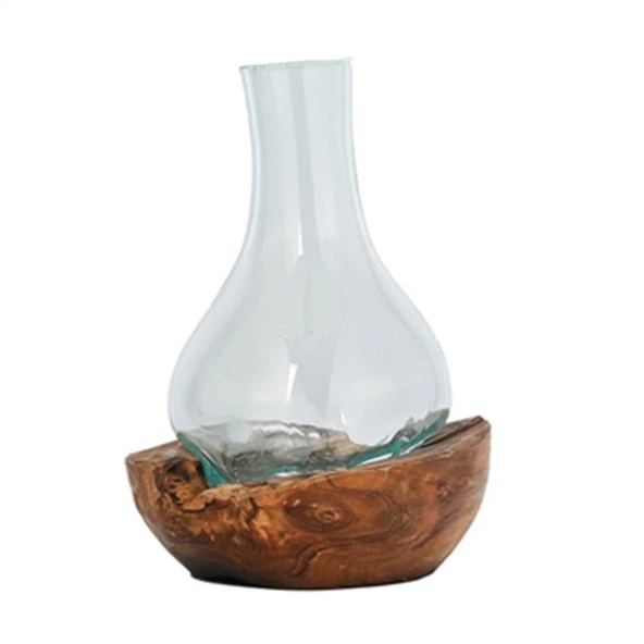 Vitale Wood Çiçek Cam Vazo 20x26 cm AK.IS0006 - 2