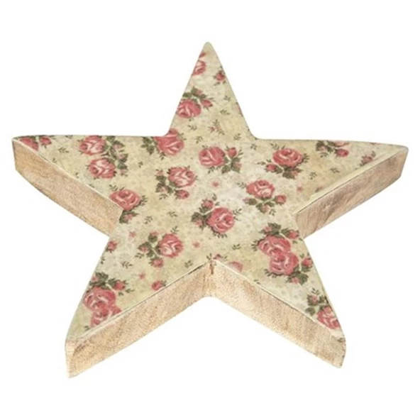 Vitale Şiva Çiçek Desenli Dekoratif Yıldız Krem Küçük Boy AK.FQ0018 - Resim 5
