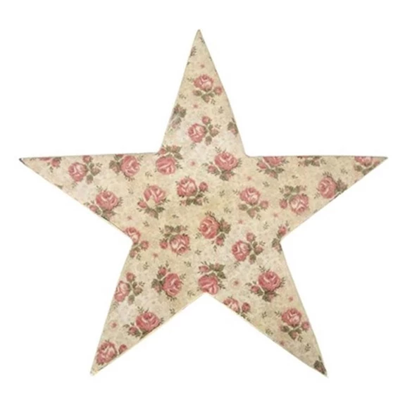 Vitale Şiva Çiçek Desenli Dekoratif Yıldız Krem 25x4 cm AK.FQ0017-K - Resim 4