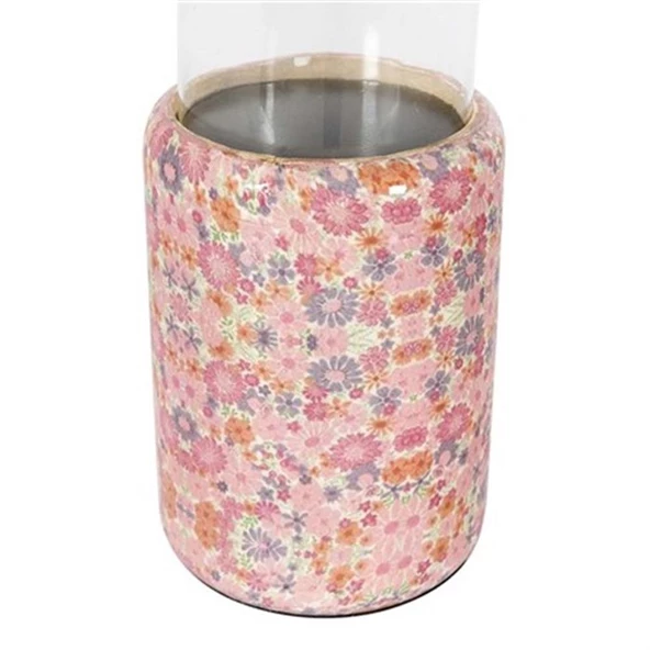 Vitale Şiva Çiçek Desenli Pembe Mumluk 12x18 cm AK.FQ0015-P - 5