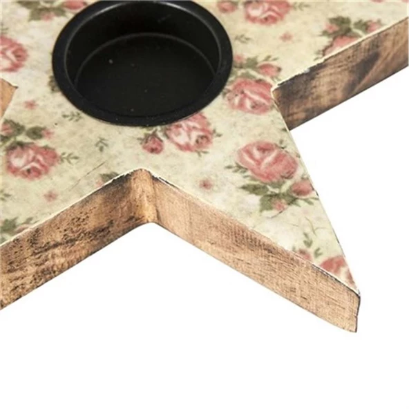 Vitale Şiva Çiçek Desenli Yıldız T-Light Krem 17x4 cm AK.FQ0011-K - 5