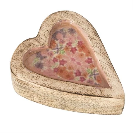 Vitale Şiva Çiçek Desenli Pembe Dekoratif Kalp Küçük Boy AK.FQ0014-P - Resim 2