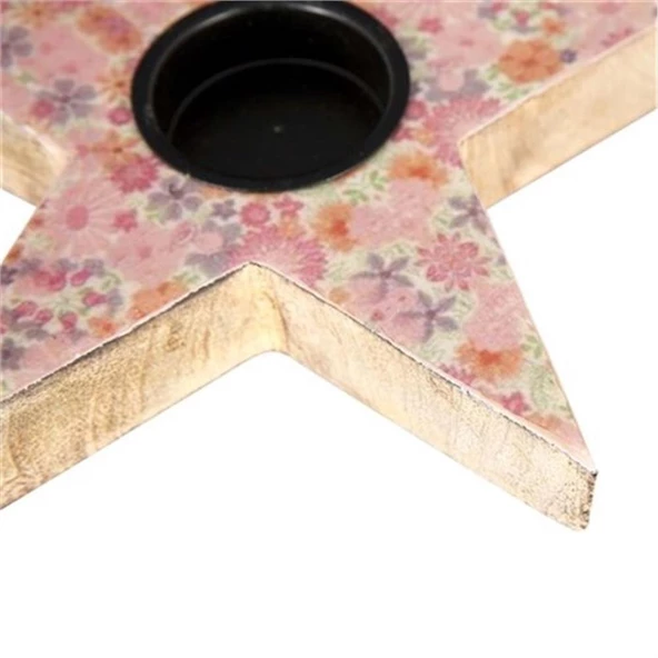 Vitale Şiva Çiçek Desenli Yıldız T-light Pembe 17x4 cm AK.FQ0011 - 5