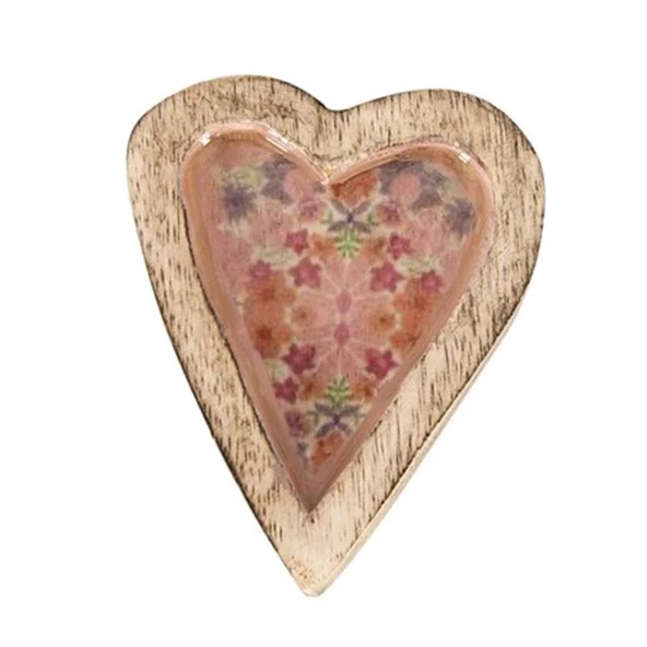 Vitale Şiva Çiçek Desenli Pembe Dekoratif Kalp Küçük Boy AK.FQ0014-P - Resim 4