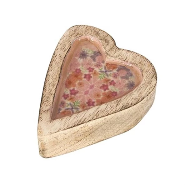 Vitale Şiva Çiçek Desenli Pembe Dekoratif Kalp Küçük Boy AK.FQ0014-P - Resim 6