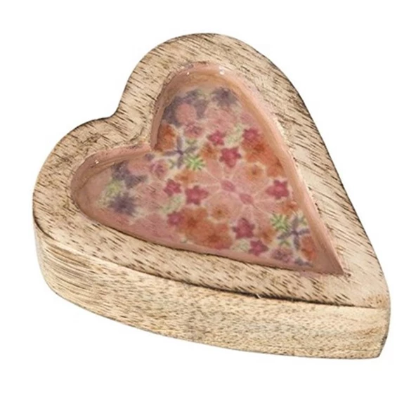 Vitale Şiva Çiçek Desenli Pembe Dekoratif Kalp Küçük Boy AK.FQ0014-P - Resim 5