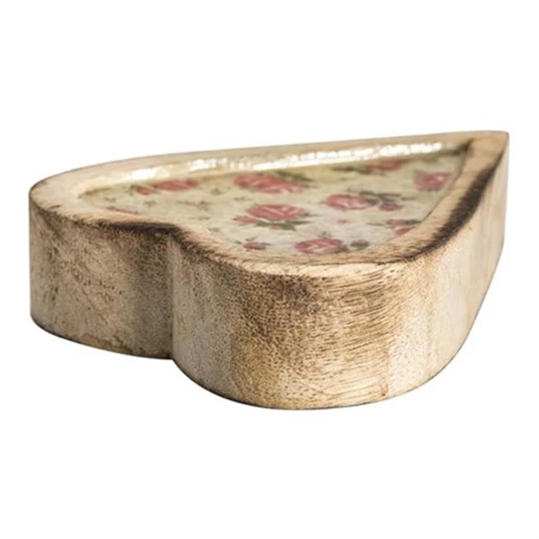 Vitale Şiva Çiçek Desenli Krem Dekoratif Kalp Orta Boy AK.FQ0013-K - Resim 5