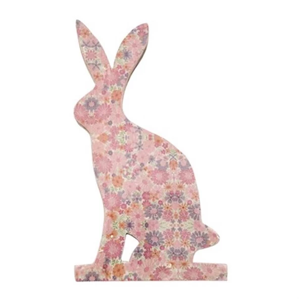 Vitale Şiva Çiçek Desenli Dekoratif Tavşan Büyük Boy Pembe AK.FQ0006 - Resim 4