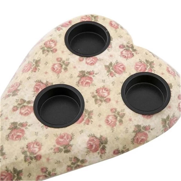 Vitale Şiva Çiçek Desenli Krem T-light 19x4 cm AK.FQ0008 - 6