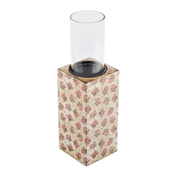 Vitale Şiva Çiçek Desenli Krem Mumluk 10x20 cm AK.FQ0003-K - Resim 5