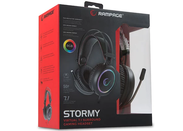 Rampage Stormy Surround 7,1 USB RGB LED Oyuncu Kulaklık+Mic - 6