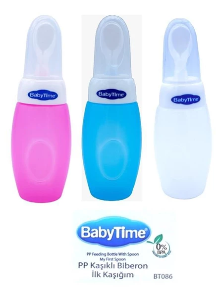 BabyTime BT086 Kaşıklı Biberon - Mavi