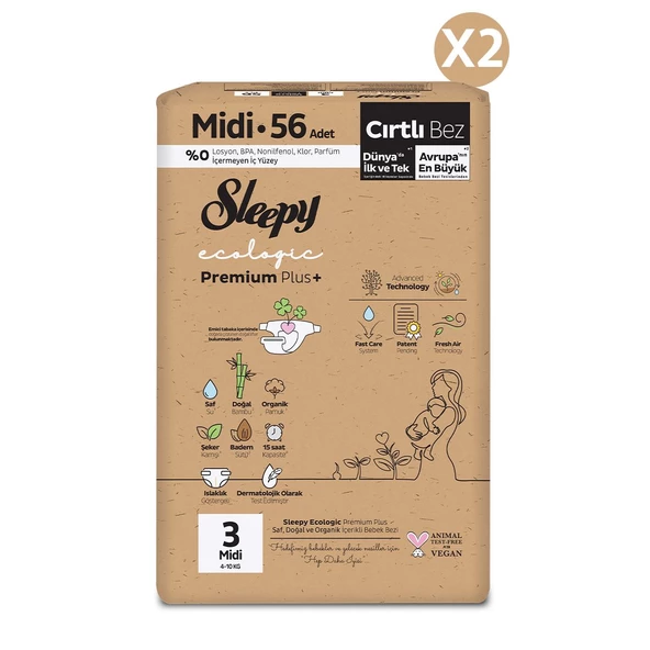 Sleepy Ecologic Premium Plus Süper Paket Bebek Bezi 3 Numara Midi 112 Adet - 2