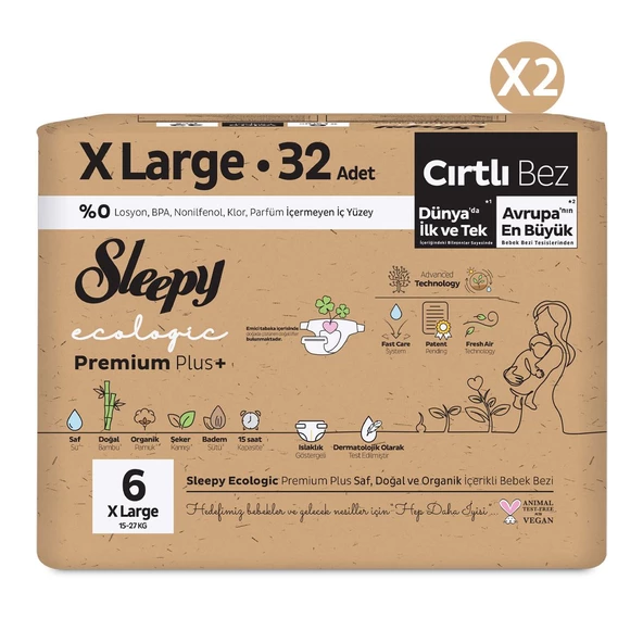Sleepy Ecologic Premium Plus Süper Paket Bebek Bezi 6 Numara Xlarge 64 Adet - 2