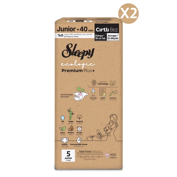 Sleepy Ecologic Premium Plus Süper Paket Bebek Bezi 5 Numara Junior 80 Adet - Resim 2