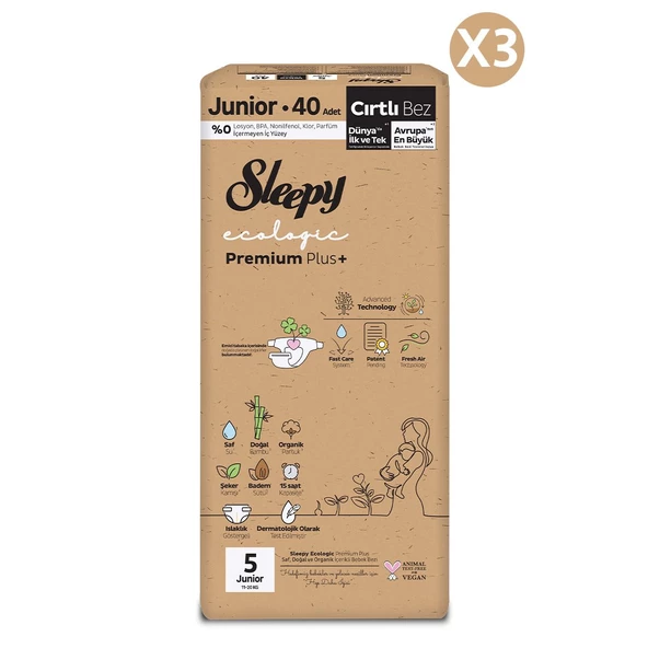Sleepy Ecologic Premium Plus Avantajlı Paket Bebek Bezi 5 Numara Junior 120 Adet - 2