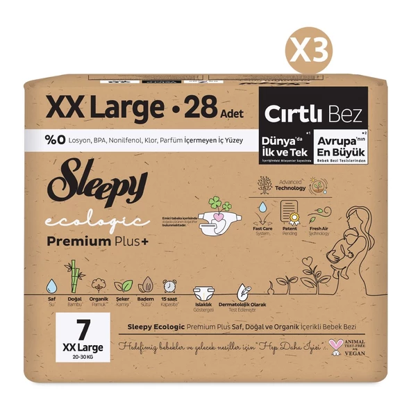 Sleepy Ecologic Premium Plus Avantajlı Paket Bebek Bezi 7 Numara Xxlarge 84 Adet - Resim 2