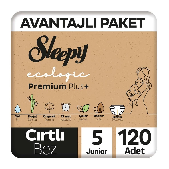 Sleepy Ecologic Avantajlı Paket Bebek Bezi 5 Numara Junior 120 Adet