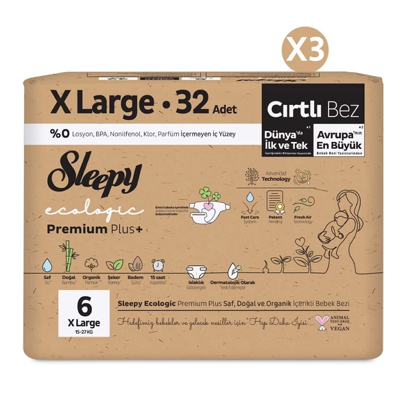 Sleepy Ecologic Premium Plus Avantajlı Paket Bebek Bezi 6 Numara Xlarge 96 Adet - 2