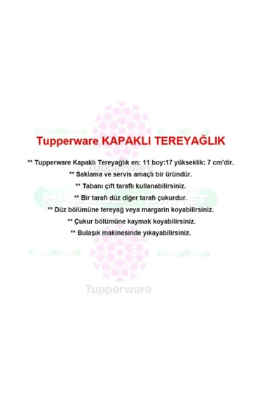 Tupperware Kapaklı Tereyağlık Eko Tereyağ Margarin Saklama Kabı Beyaz - Resim 3