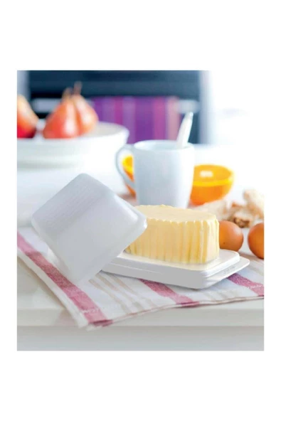 Tupperware Kapaklı Tereyağlık Eko Tereyağ Margarin Saklama Kabı Beyaz - Resim 2