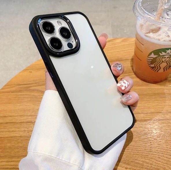 İphone 13  Metal Kamera Çerçeveli Kenarları Renkli Kılıf - 10