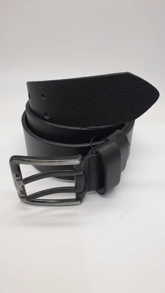 Siyah Renk Çift Dilli Deri Tokalı Spor Kot Kemeri - 6