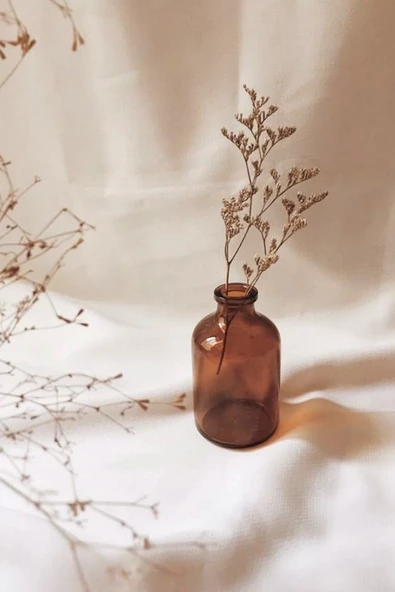 2li Dekoratif Amber Cam Şişe Vazo 10cm - 2