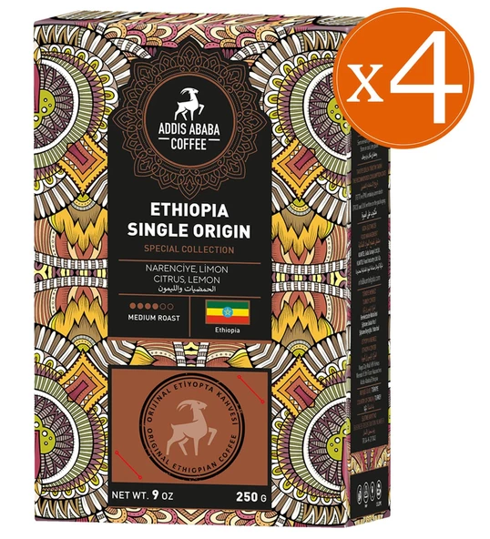 Addis Ababa Coffee Etiyopya Single Origin Coffee 4 lü Avantajlı Paket 1.000 Gram