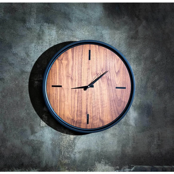 Rehome Ron Saat | Ceviz Kaplamalı Modern Duvar Saati | 55 cm Çap Duvar Saati - Resim 6