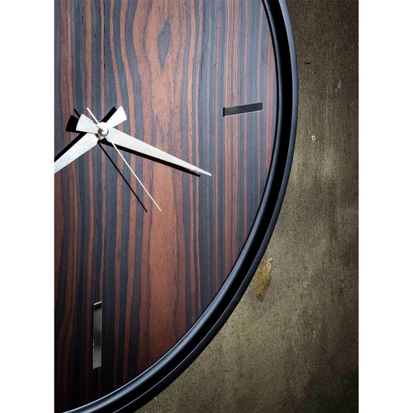 Rehome Ron Saat | Ceviz Kaplamalı Modern Duvar Saati | 55 cm Çap Duvar Saati - Resim 5