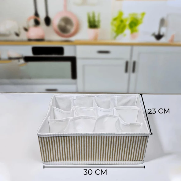 Hometarz Bölmeli Çekmece Dolap İçi Düzenleyici Organizer Çizgili - 3