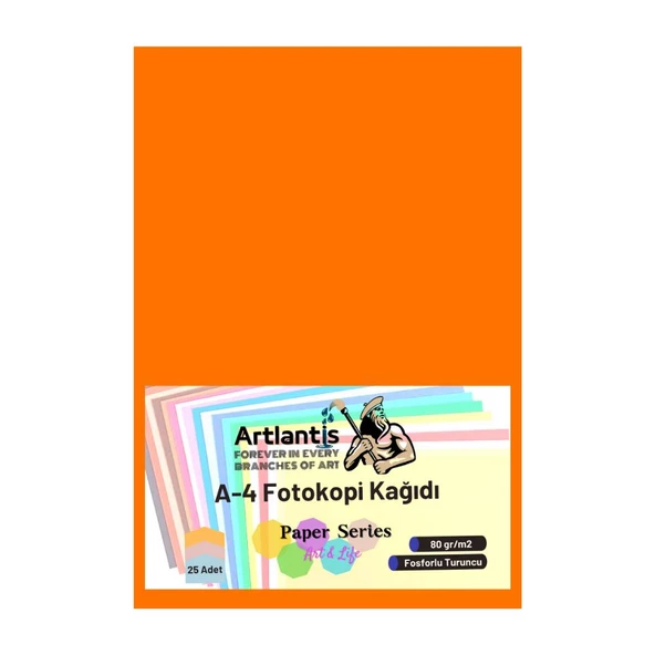 Renkli A-4 Fotokopi Kağıdı 25 li 1 Paket Artlantis Fotokopi Renkli A4 Kağıdı - 8