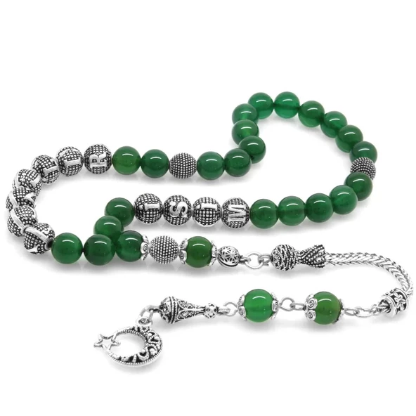 İsme Kişiye Özel Küre Kesim Akik Doğaltaş Tesbih ürün görseli 1