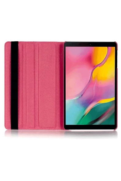 Samsung T500 Pembe Tablet Kılıfı 360° Dönebilen Stantlı Silikonlu Tam Koruma - 3
