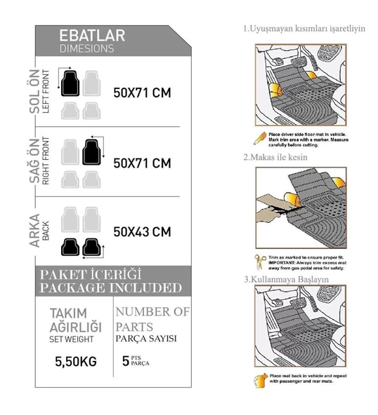 CHEVROLET LUMINA 3D Ekstra Siyah Oto Paspas Seti - Resim 2