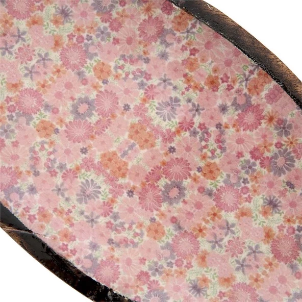 Vitale Şiva Çiçek Desenli Pembe Dekoratif Oval Tepsi AK.FQ0009-P - 7