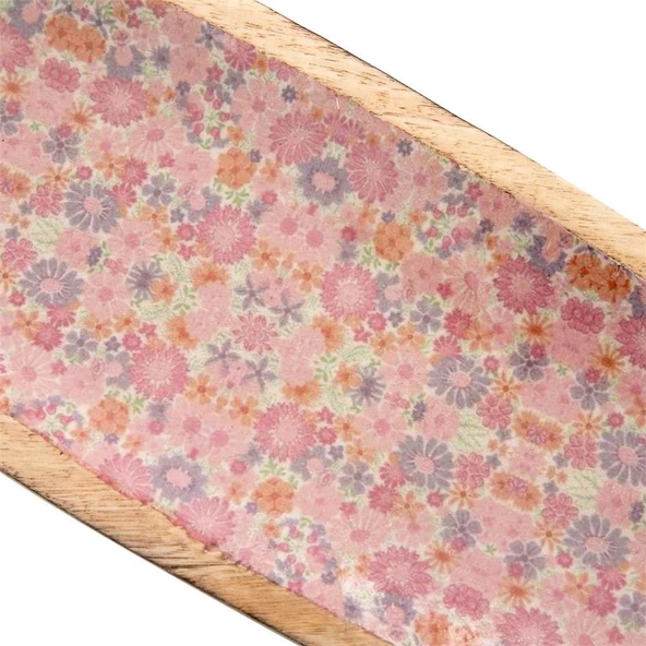 Vitale Şiva Çiçek Desenli Pembe Dekoratif Tepsi AK.FQ0010 - Resim 7