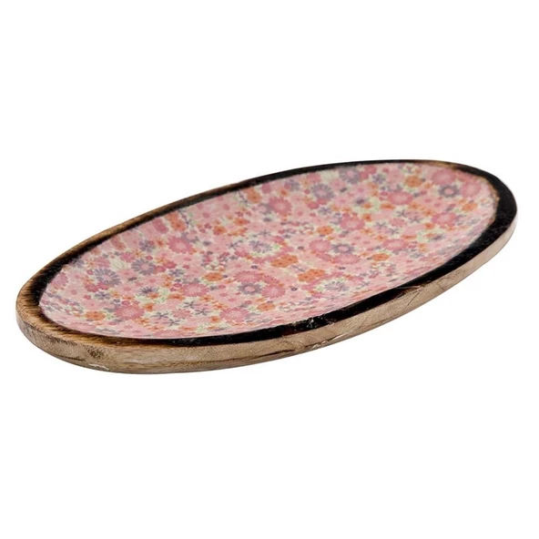 Vitale Şiva Çiçek Desenli Pembe Dekoratif Oval Tepsi AK.FQ0009-P - 6