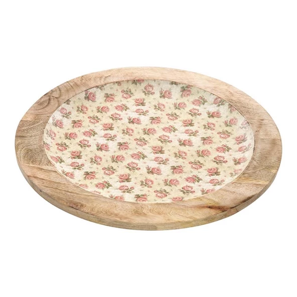 Vitale Şiva Çiçek Desenli Dekoratif Tabak Krem AK.FQ0001-K - 6