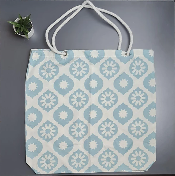 Yazlık Plaj Piknik Deniz Alışveriş Omuz Çantası Renkli Desen Çanta - 4