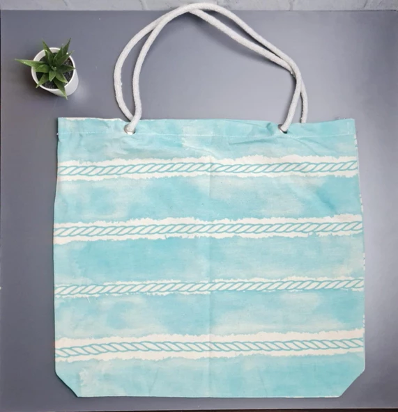 Yazlık Plaj Piknik Deniz Alışveriş Omuz Çantası Renkli Desen Çanta - 2