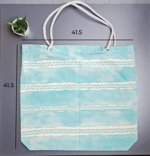 Yazlık Plaj Piknik Deniz Alışveriş Omuz Çantası Renkli Desen Çanta - 8