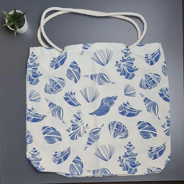 Yazlık Plaj Piknik Deniz Alışveriş Omuz Çantası Renkli Desen Çanta